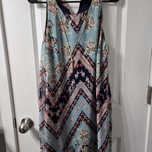 Floral Chevron Sleeveless Dress
